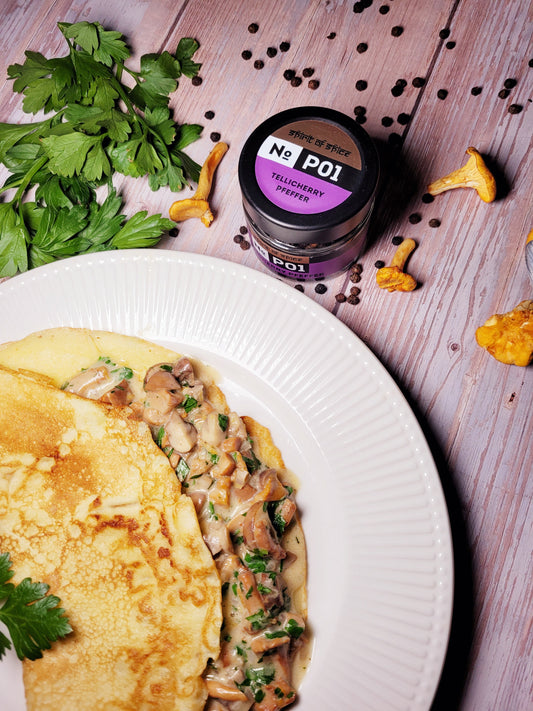 Crêpes mit Pilzen & TelliCherry Pfeffer