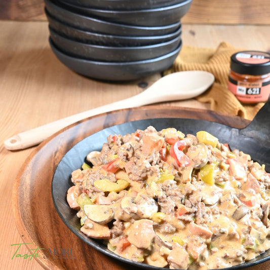 Hackfleisch Gemüse Pfanne an Pimentonsauce