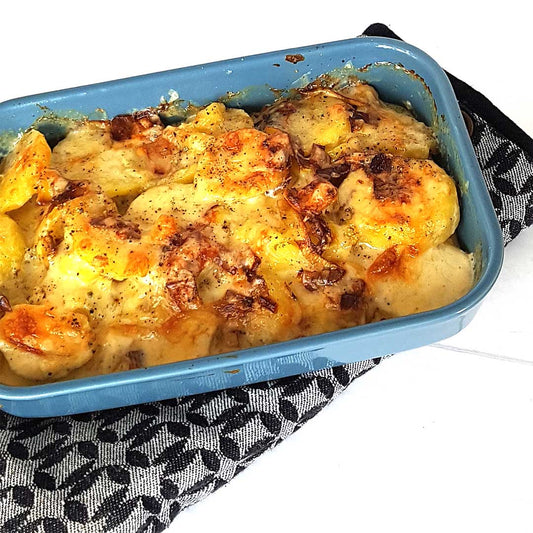 Kartoffel-Lauch Gratin, sämig, herzhaft & schnell gemacht