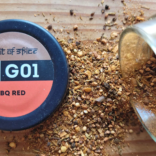 BBQ Red Gewürzmischung - scharf würzig mit Chili, Pfeffer und Zitrone für Fleisch, Fisch, Gemüse und Tofu vom Grill