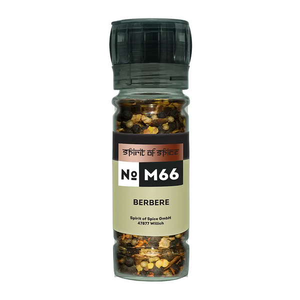 Berbere Gewürzmischung – äthiopische Spezialität mit Pfeffer, Chili, Macis, Ingwer, Piment, Koriander, Bockshornklee, Kardamom und Nelke. Aromatisch-scharf, vielseitig für Linsen, Eintöpfe, Fleisch- und Gemüsegerichte.