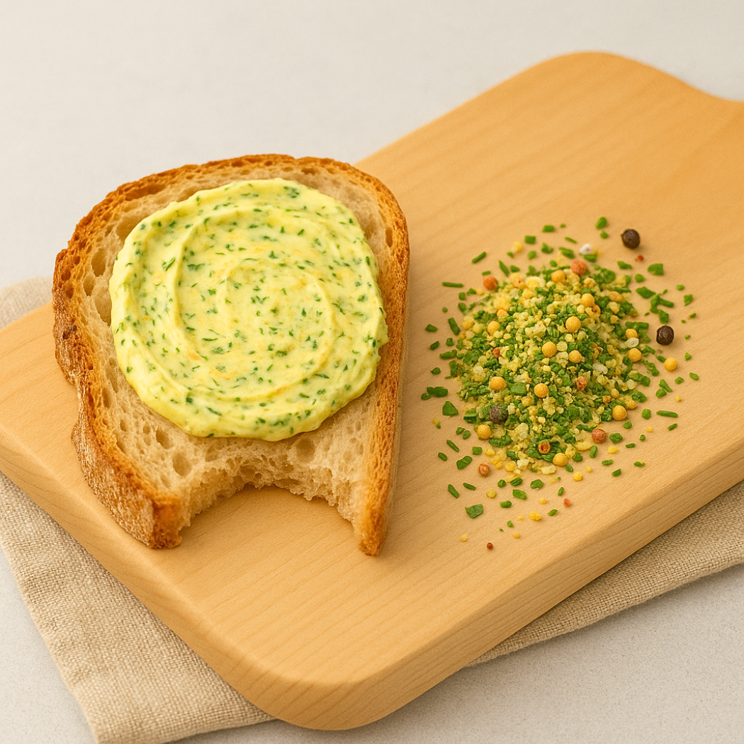 Cafe de Paris Butter auf einem Stück Brot 