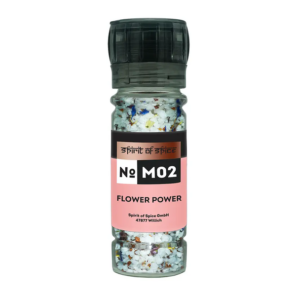 Flower Power Luisenhaller Tiefensalz - feines Natur-Tiefensalz mit Paprika, Erikablüte, Orangenblüten, Lauch, Ringel- und Kornblume, Malve, Klatschmohn und Rose, buntes Blütensalz, ideal für Salate, Suppen, Gemüse, Butter und Käse