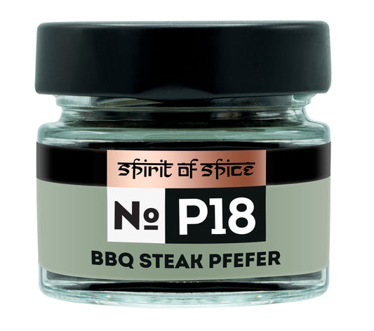 BBQ Steak Pfeffer Gewürzmischung, grob geschroteter, bunter Pfeffer für aromatische Kruste und intensiven Geschmack, perfekt für Steaks, Grillfleisch und Burger.