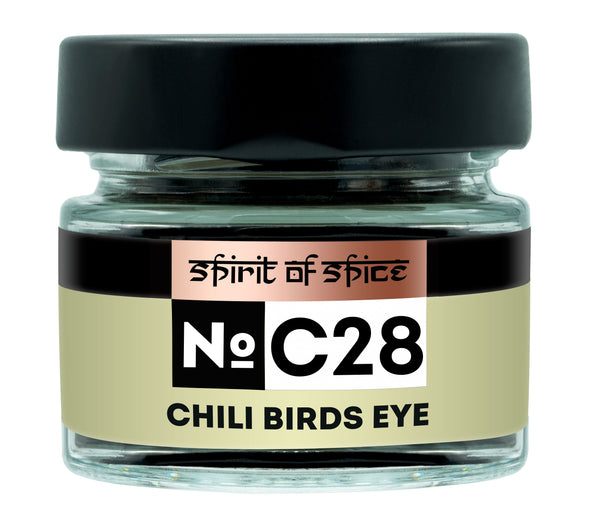 Chili Birds Eye, ganze Chilis, extrem scharf und feurig-intensiv mit fruchtig-süsslicher Würze, perfekt zum Schärfen von Currys, Saucen und Marinaden.