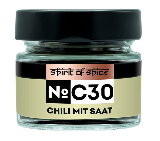 Chili Flocken mit Saat, grob geschnittene Chiliflocken mit Kernen, feurig und aromatisch, ideal zum Würzen von Pizza, Pasta, Marinaden und Gemüsegerichten.