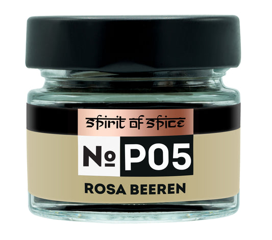 Rosa Pfeffer, fruchtig-milde Schinusbeeren mit süsslichen, blumigen und harzigen Noten, naturbelassen, handverlesen und ideal für feine Gerichte.